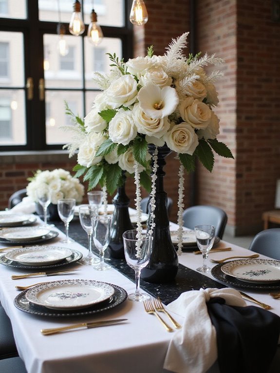 elegant monochrome table settings