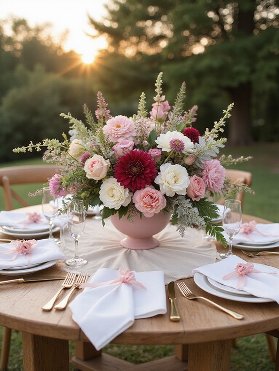 elegant pink white napkins