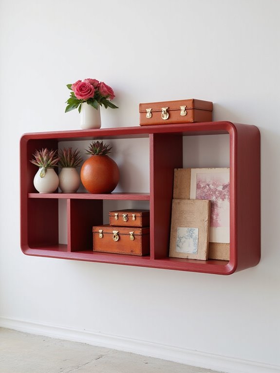 elegant red wall shelves