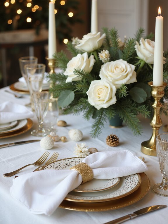 elegant white and gold tablescape