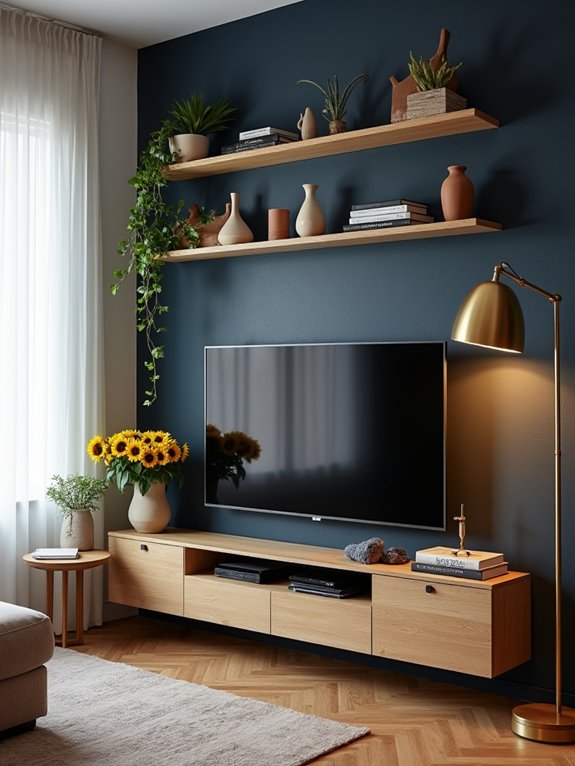 elevate tv with statement lighting