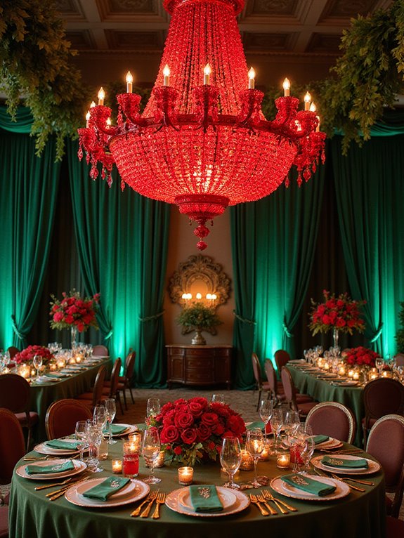 emerald green and red elegance