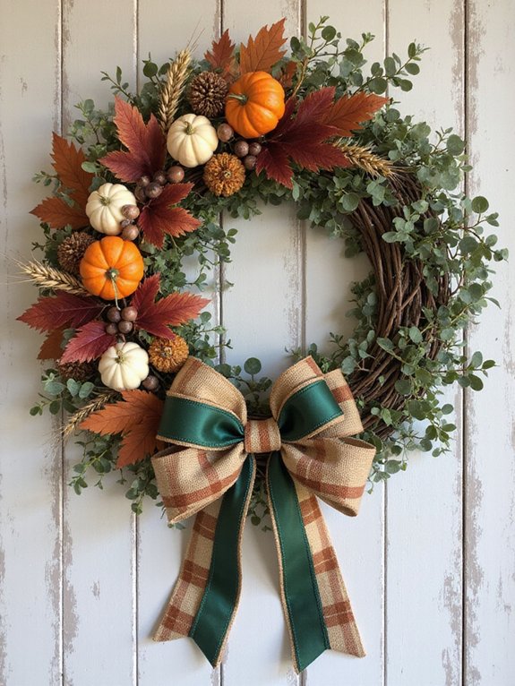 enhance wreath with ribbons