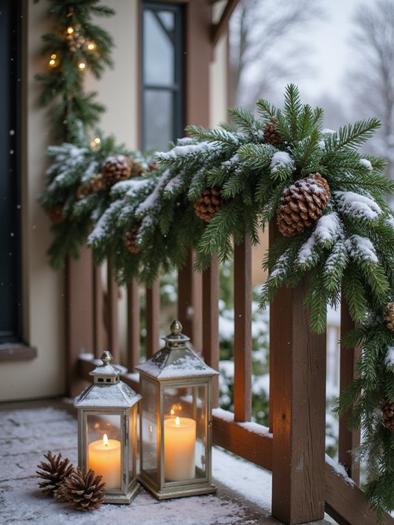 evergreen garlands enhance decor