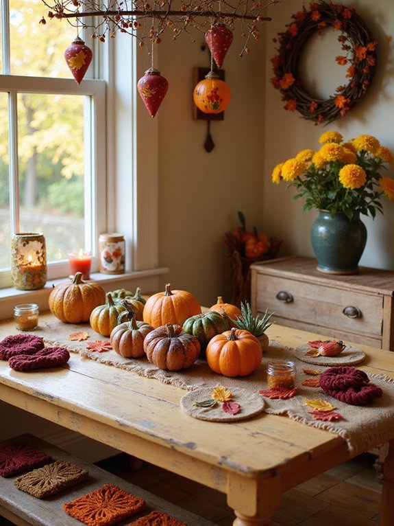 fall crafting and decorations