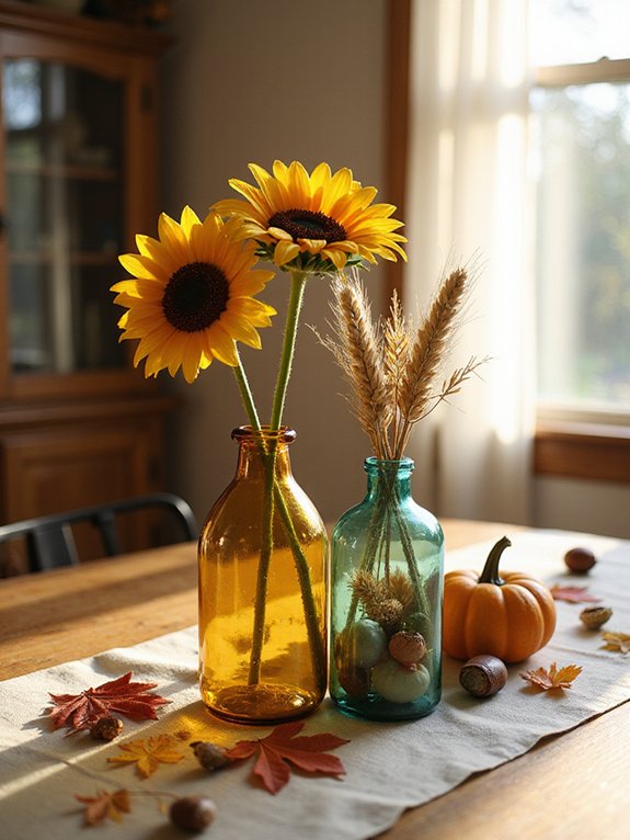 fall themed bottle vases