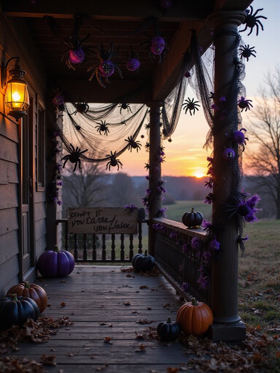 felt spiders create spooky ambiance