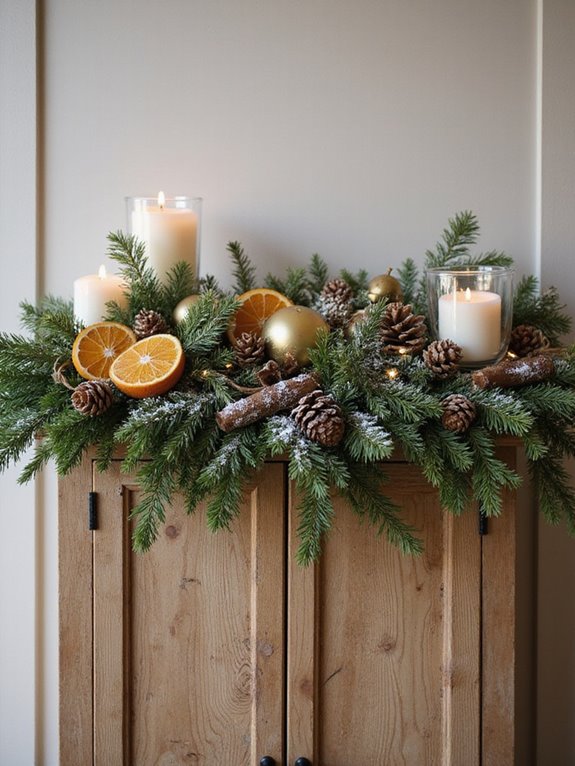 festive cabinet garland ideas