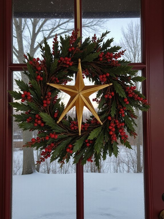 festive deep red wreaths