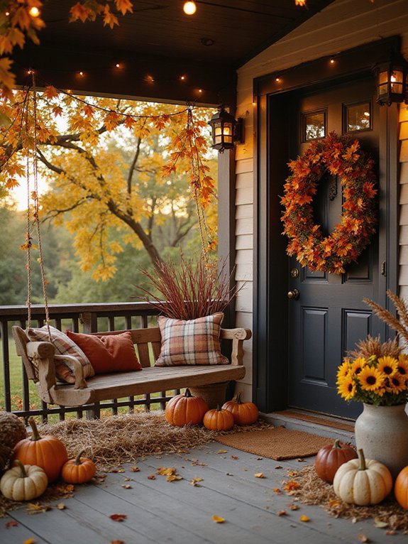 festive fall porch display
