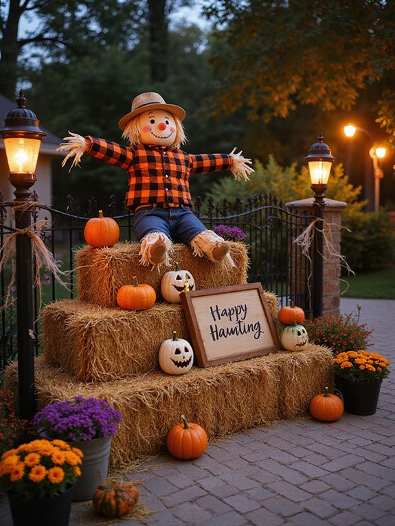 festive hay bale seating