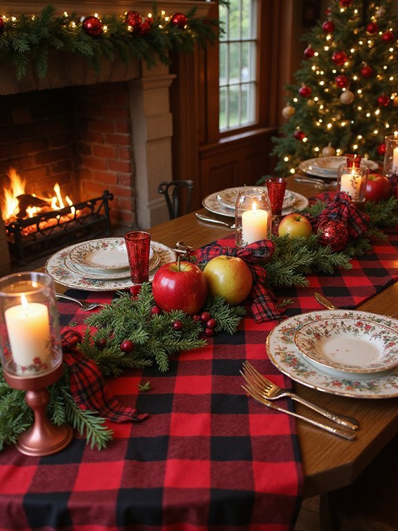 festive plaid holiday dining
