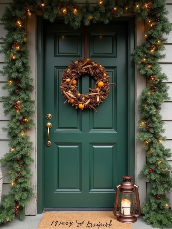 festive porch door makeover