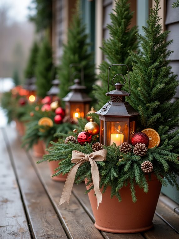 festive potted plant decorations