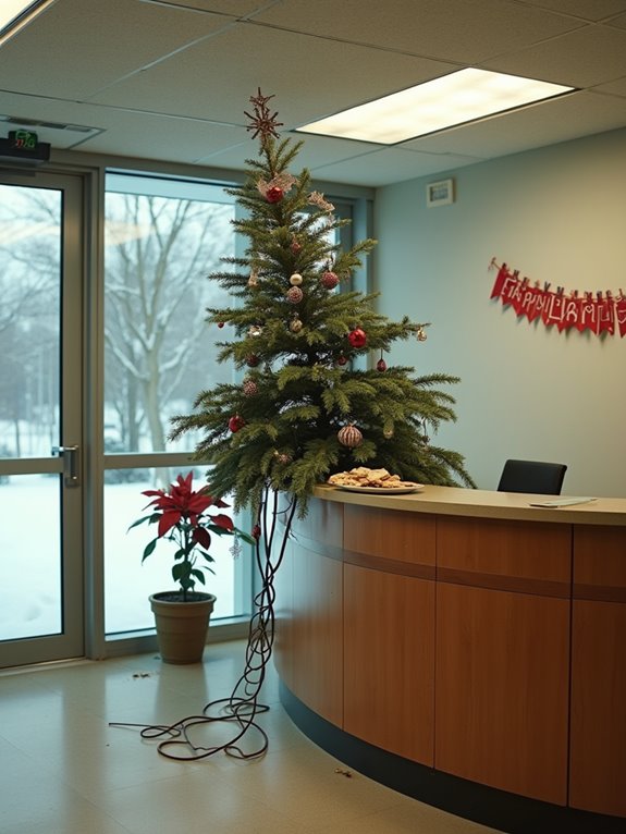 festive reception area makeover