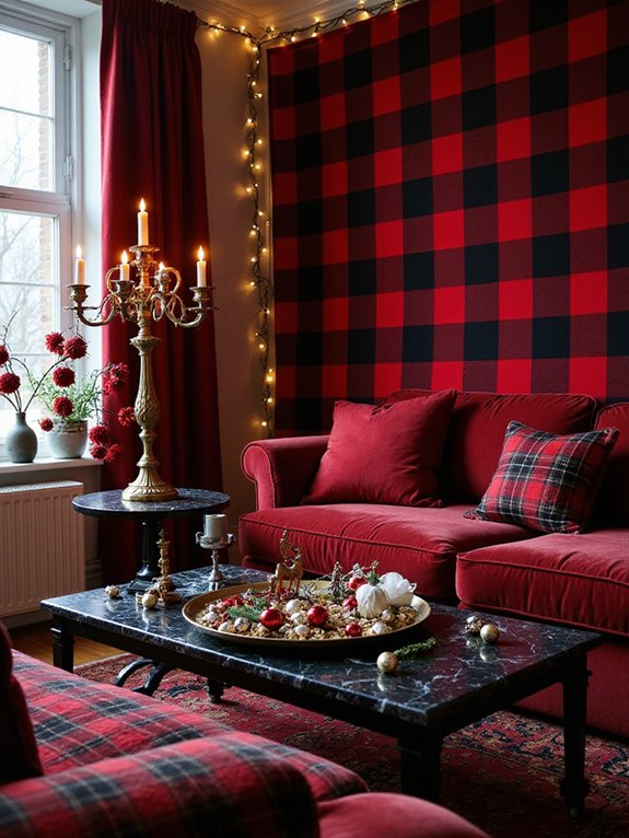 festive red and black pillows