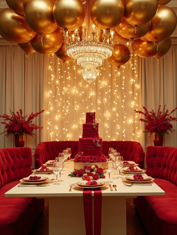 festive red and gold decorations