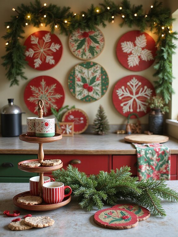 festive red and green coasters