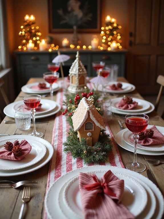 festive red and white table