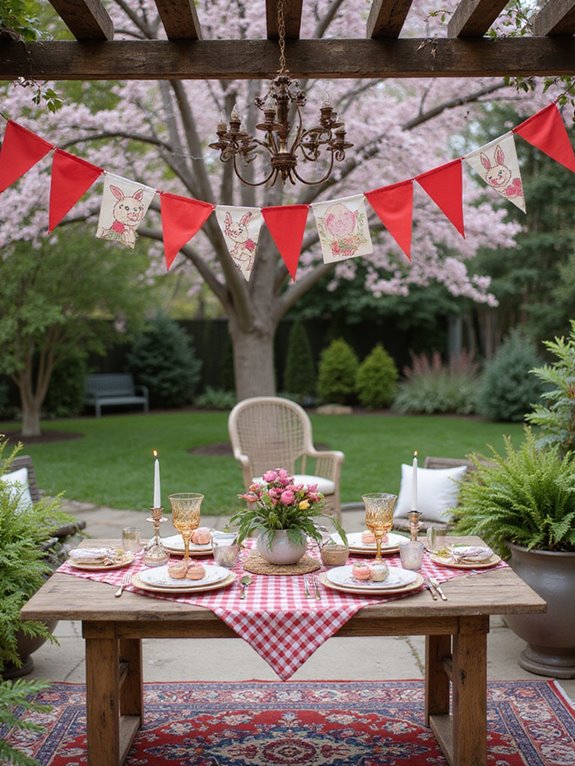 festive red easter bunting