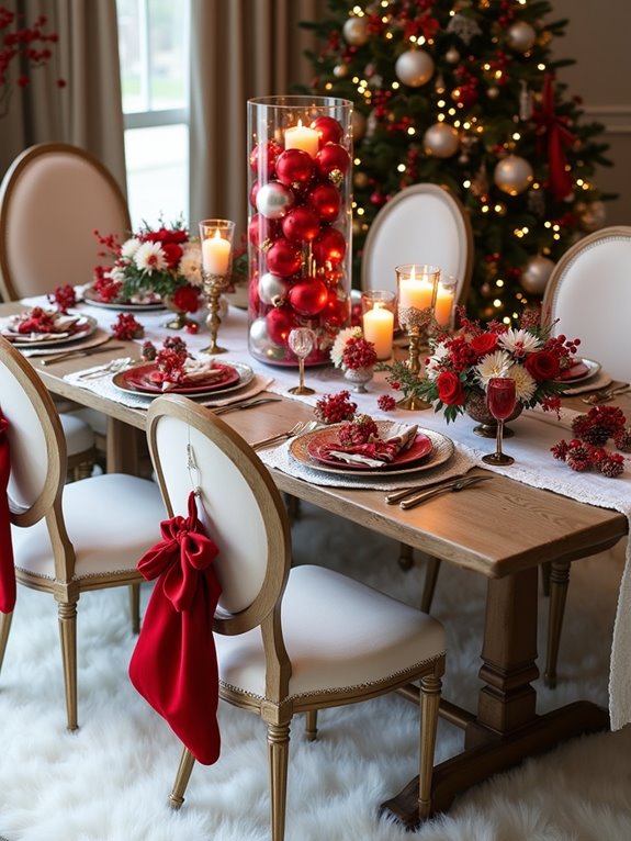 festive red table centerpieces