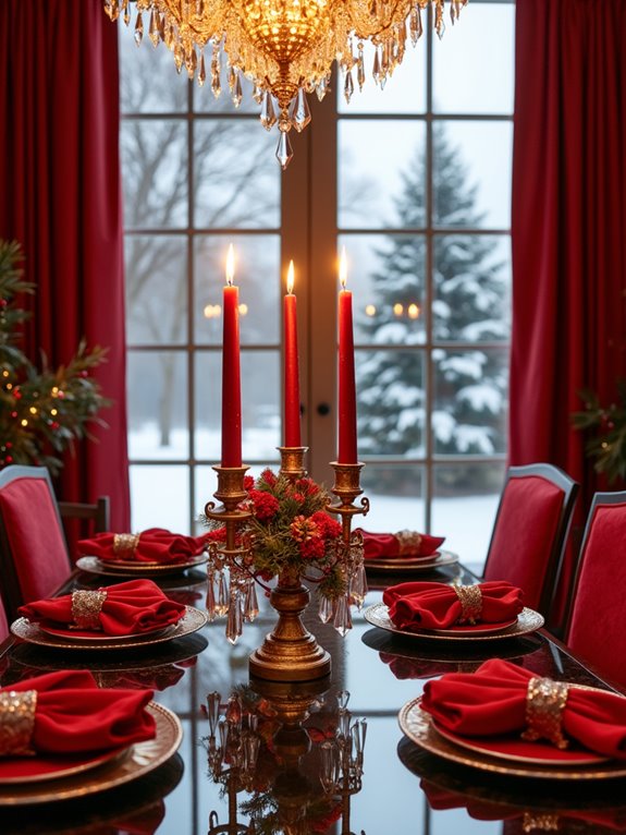 festive red ticking napkin rings