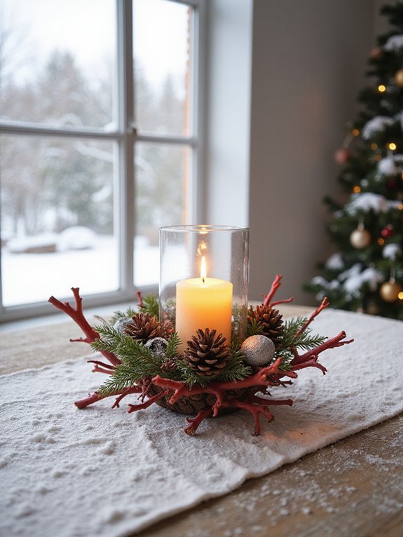 festive red twig arrangement