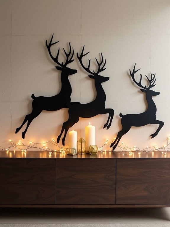 festive reindeer silhouette decor