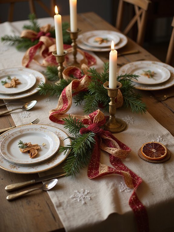 festive ribbon decorated table runner