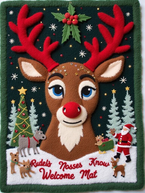festive rudolph themed doormat