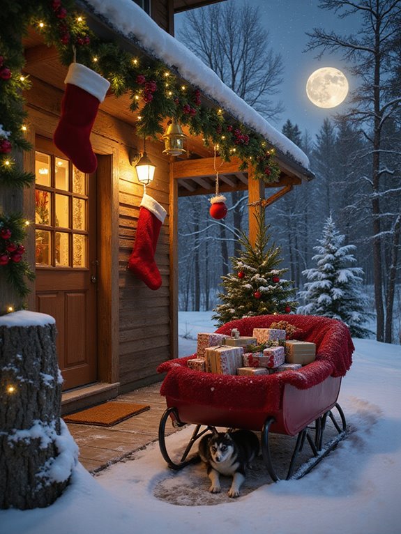 festive sleigh and stockings