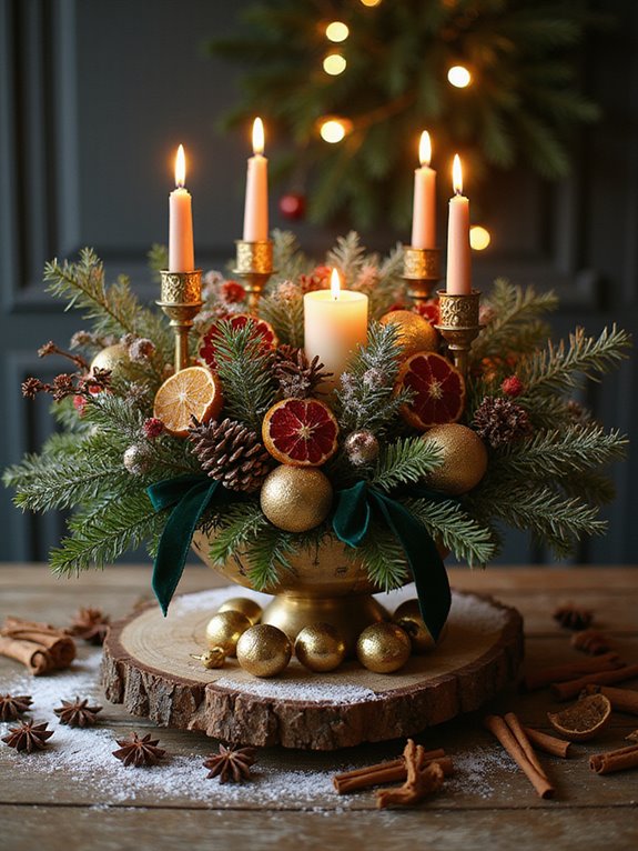 festive tabletop holiday arrangements