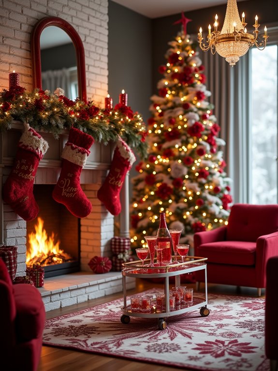 festive white lights red accents