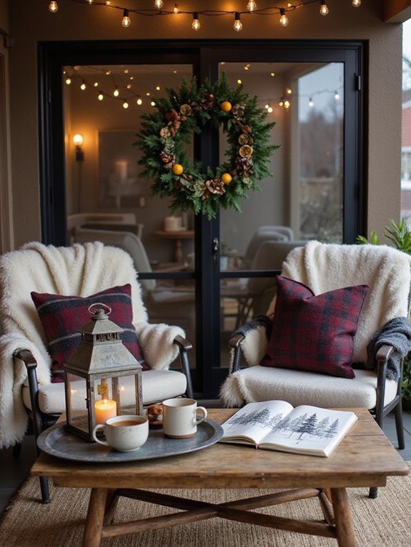 festive winter patio decor