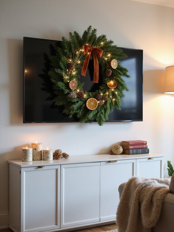 festive wreath for tv