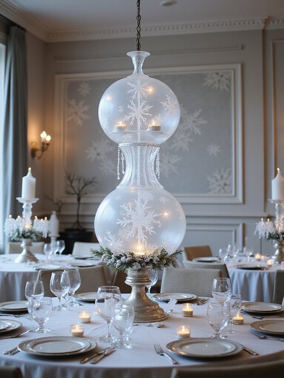 frosted chandeliers create enchantment