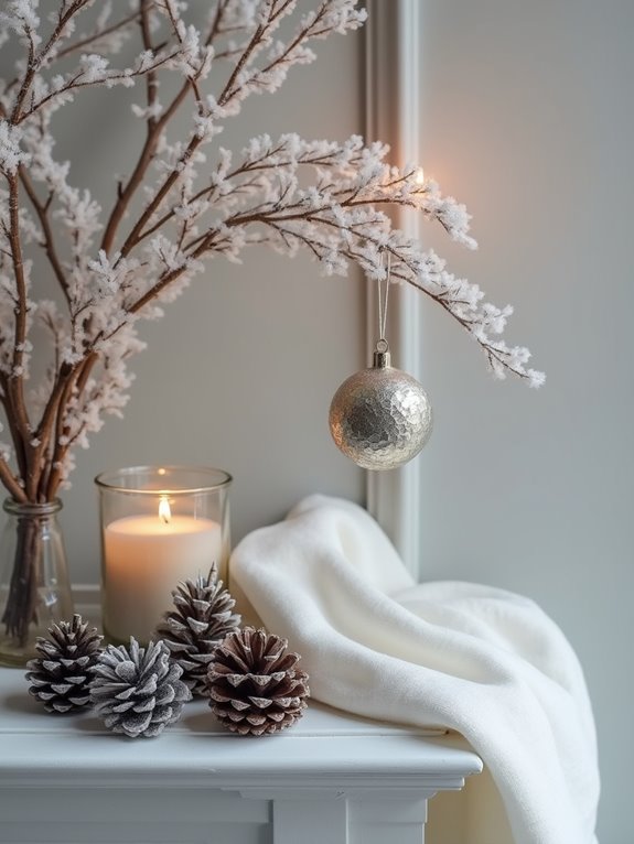frosted silver branch arrangements