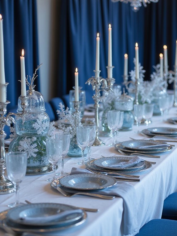frosted wonderland holiday table settings
