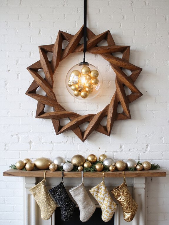 geometric festive wreath crafting
