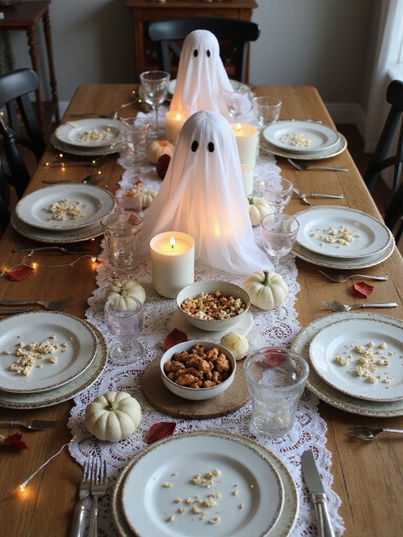 ghostly halloween table setting