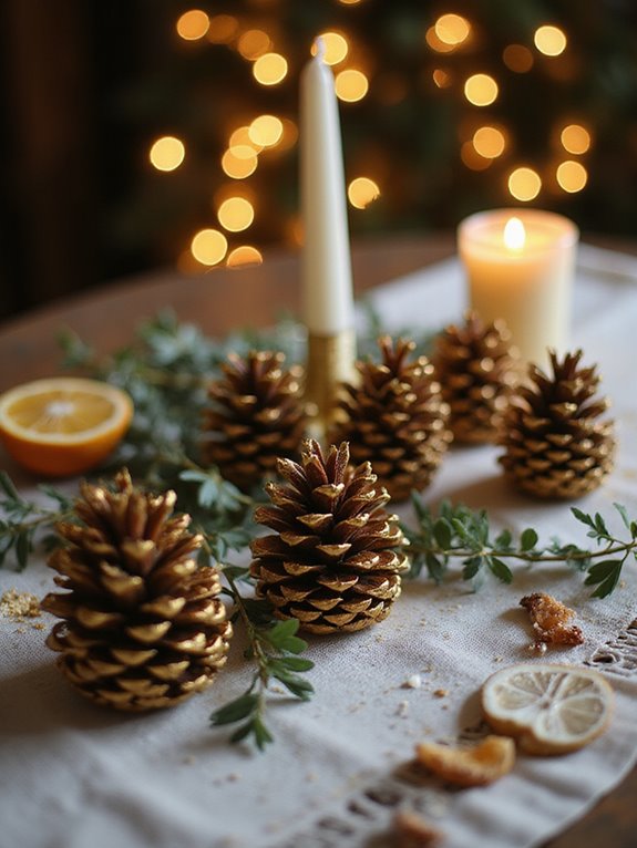 gilded pinecones for decoration