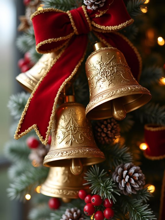 gilded red christmas bells