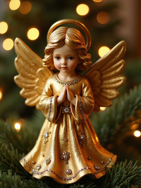 glamorous gold plated angel figurines