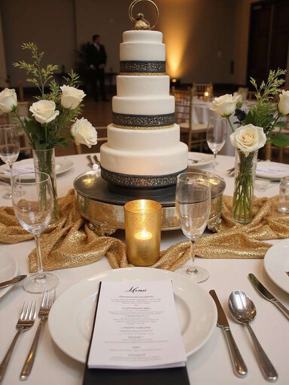 glamorous metallic wedding accents