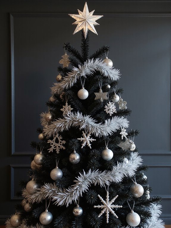 glittery black silver tree