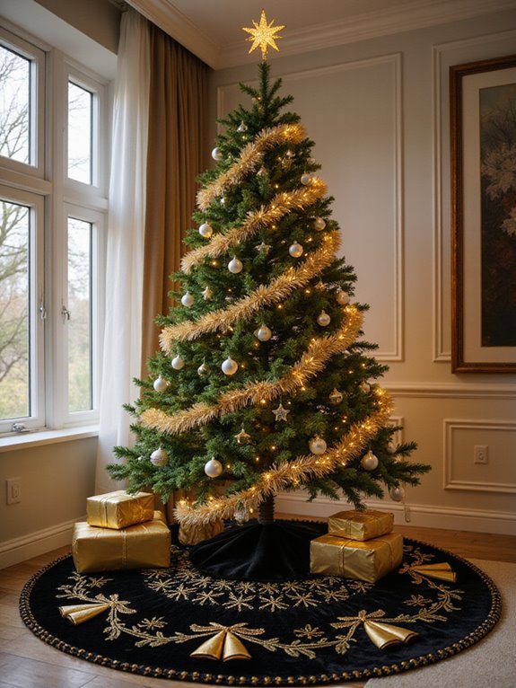 glitzy gold tree skirt