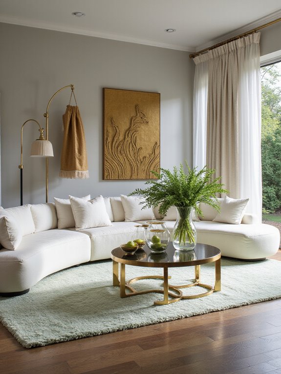 gold accents with off white