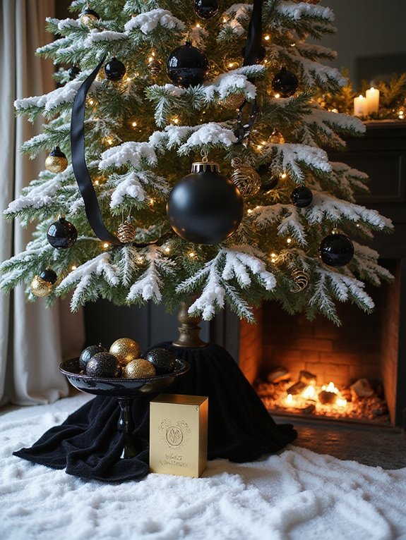 gold and black baubles