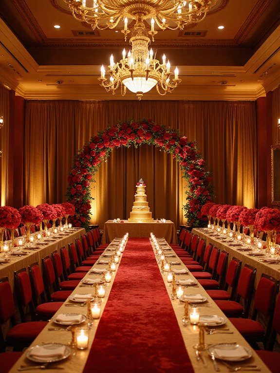 gold and red decorations