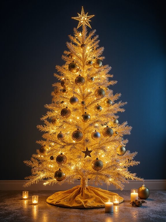 gold painted holiday trees